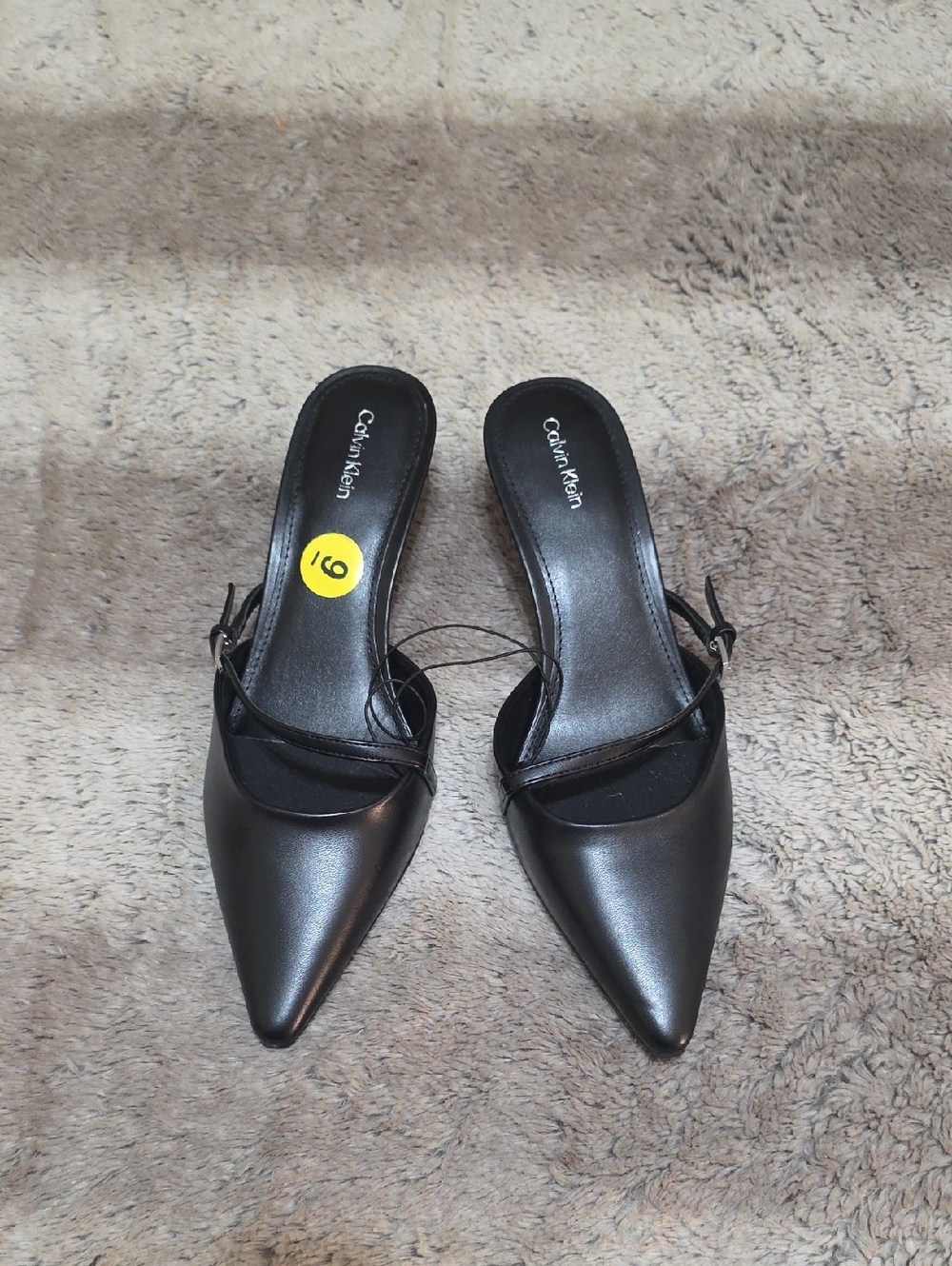 Calvin Klein Women's Black Pointed Toe Mule Heels